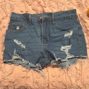 Distressed Denim Blue Shorts never worn